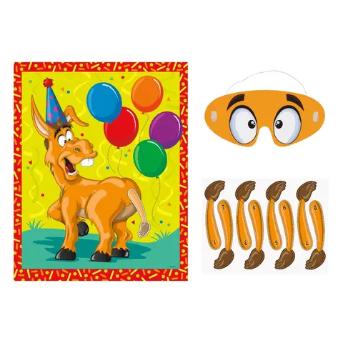 Unique Party Deluxe Pin the Tail on the Donkey Game for 8
