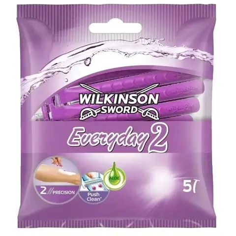 WILKINSON SWORD Essentials 2 - Rasoirs Jetables Femme - Lot de 5 rasoirs