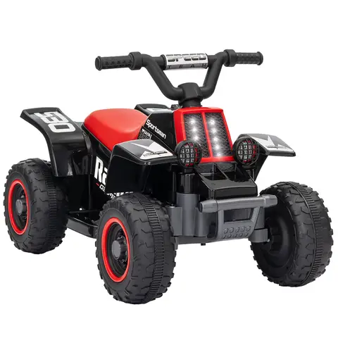 AIYAPLAY 6V Electric Car for Kids, Battery Powered Kids ATV, Quad Bike with Forward Backward, LED Headlights Black