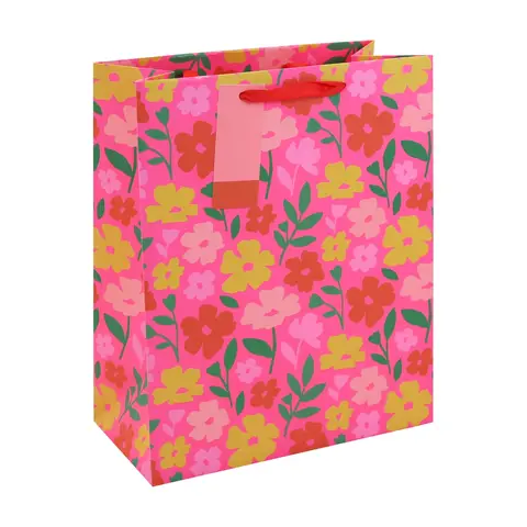 Neon Floral Gift Bag Large 26.5 (W) x 33 (L) x 14cm (H)