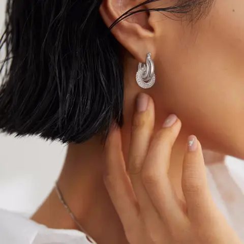 Ever Faith Stud Earrings Matte Silver Plated Love Knot Stud Earrings, Hypoallergenic Earrings