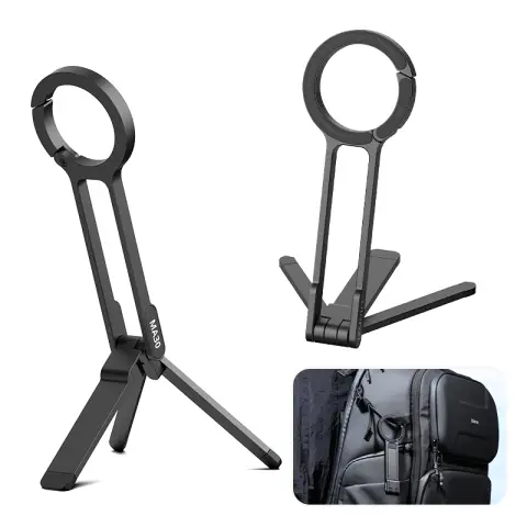 ULANZI MA30 Magnetic Phone Tripod Stand, Aluminum Mini Selfie Stick, Maglock Carabiner-Mounted Quick Release, Foldable Smartphone Stand, Pocket Tripod Compatible