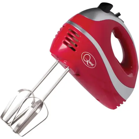 Quest Professional Hand Mixer - Red/Silver, speed, turbo, attachments, red, silver, settings – 35820