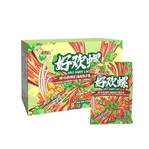 Haohuanluo Liuzhou River Snail Rice Noodles (Spicy Oil and Cilantro Flavor) 270g x 6 bags in a colorful box