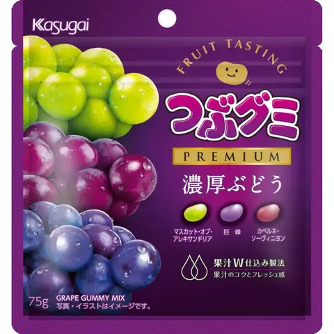 Kasugai Tubumi Premium Gummies, Grape Flavour, 75g