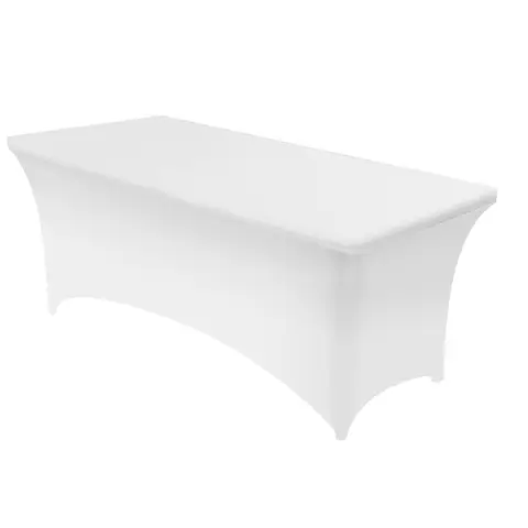 Spandex Table Cloth 1pc [6FT] Tight, Fitted, Washable and Wrinkle Resistant Stretch Rectangular Patio Table Cover for Event, Wedding, Banquet & Parties [183Lx76Wx76H] cm,White