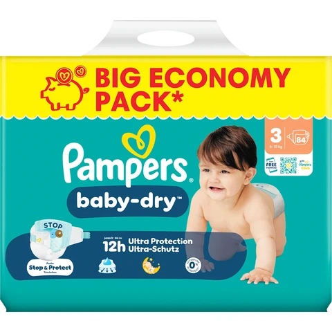 Pampers Baby Dry Größe 3 Midi 6-10kg Big Economy Pack 84 Stück