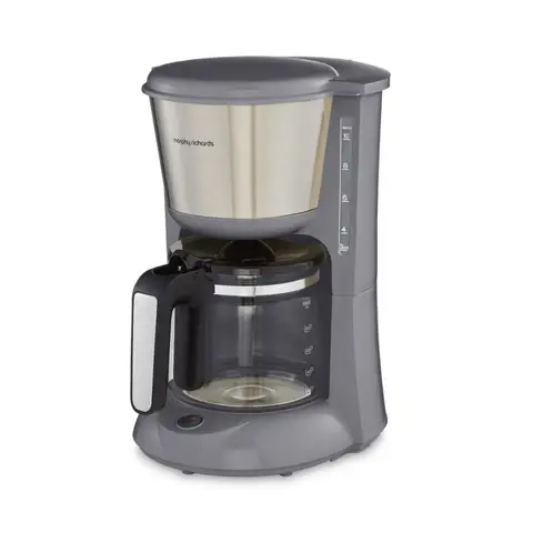 Morphy Richards Equip Filter Coffee Machine, Pour Over Technology, 1.2L - Grey & Stainless Steel, 162505