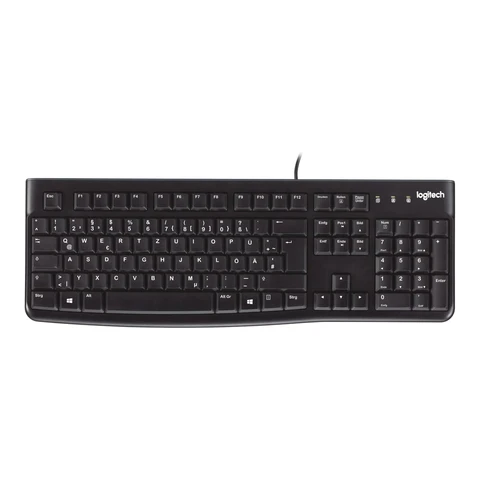 Logitech K120 Kabelgebundene Tastatur für Windows, USB Plug & Play, Vollformat, Spritzwassergeschützt, Gebogene Leertaste, Kompatibel mit PC, Laptop, Deutsches QWERTZ Layout - Schwarz