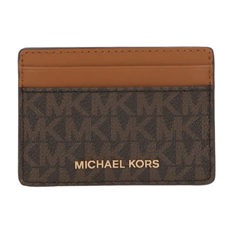 MICHAEL KORS JET SET TRAVEL Porte-cartes en cuir avec Grand Logo - Marron