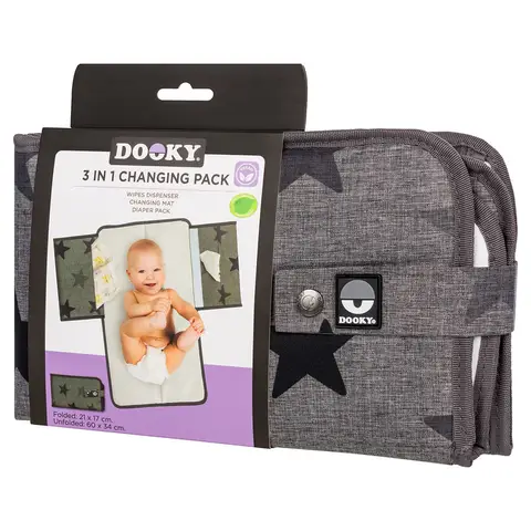 DOOKY 3-in-1 Wickelset Grau Sterne