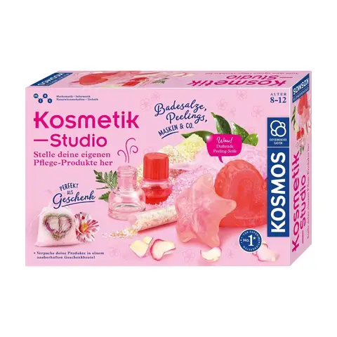 KOSMOS 671563 Kosmetik-Studio, Stelle Deine eigenen Pflege-Produkte für Dich oder als Geschenke her, Experimentierkasten für Kinder ab 8-12 Jahre zu Beauty Schönheit Spa und Wellness