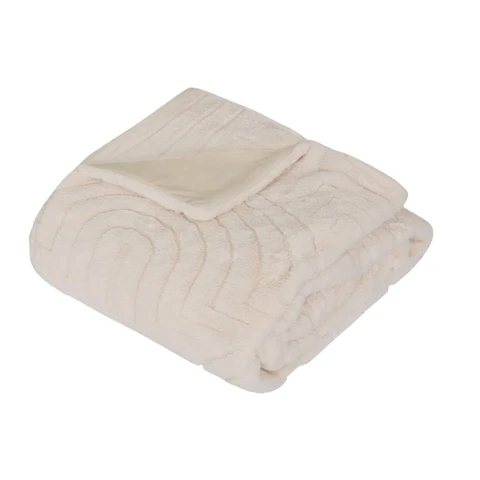 Atmosphera Arka Plaid fausse fourrure jacquard ivoire - 160 x 120 cm