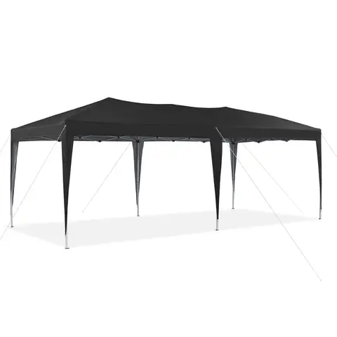 CLIPOP 3 x 6 m Gazebo Marquee Tent Water Resistant Anti-UV Garden Canopy Tent with Heavy Duty Steel Frame and Carrying Bag for Outdoor Wedding Garden Party Family Black