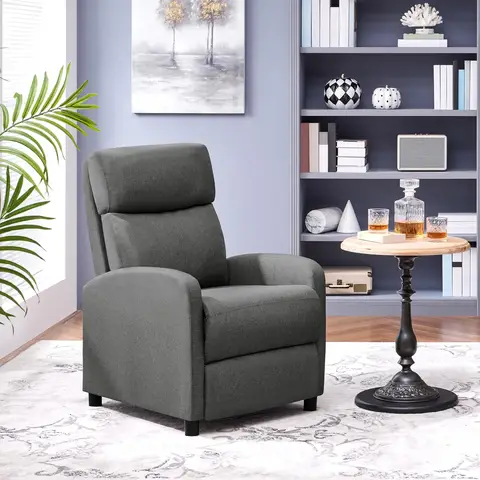 Yaheetech Einzelsofa, Liegesofa mit verstellbarer Beinstütze, Leinenstoff, Grau