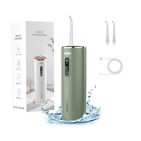 RUSHI R-B31 Hydropulseur dentaire électrique avec réservoir d’eau de 280 ml, batterie de 1 200 mAh - Vert