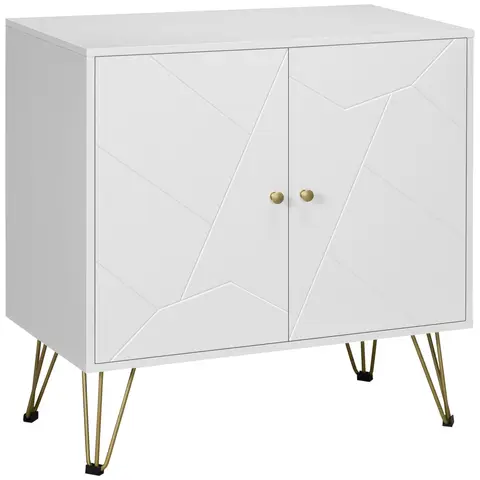 HOMCOM Modern Storage Cabinet with Golden Hairpin Legs, Freestanding Sideboard with Adjustable Shelves for Living Room, Dining Room, Hallway, White