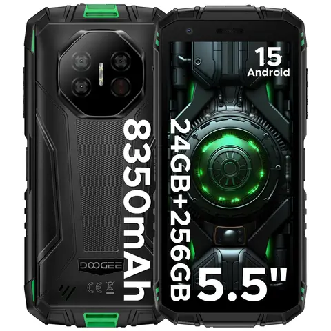 DOOGEE Fire 3 Ultra Robustes Android 15‑Smartphone mit 8350 mAh, 5,5 Zoll HD+, Octa‑Core, 24 GB + 256 GB, wasserdicht, Nachtsichtkamera, Fingerabdruck‑Entsperrung, NFC, IP68/IP69K