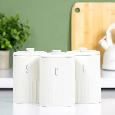 BLACKMOOR 3pc Tea, Coffee & Sugar Canister Set - Ivory