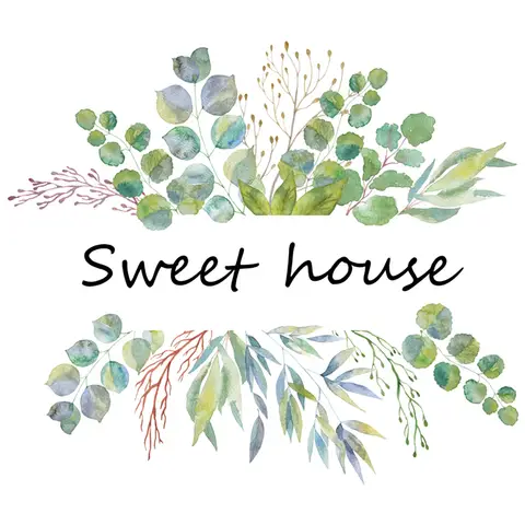 Beautiful flower door stickers, DIY door decorations,Green leaves