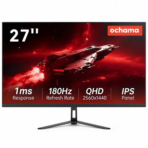 【Joy Selected】Ochama Gaming- & Office-Monitor – 27 Zoll 180 Hz, ultradünne Ränder, 2K HD, großer Bildschirm, geeignet für Gaming und Büro