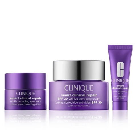 Clinique smart clinical repair serum anti-aging beperkte oplage geschenkset (rimpels corrigerende moisturizer SPF 30 50 ml + complimentair serum 10 ml + oogcrème 5 ml)