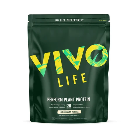 Vivo Life Perform Plant Protein Madagascan Vanilla Protein Nutrition Powder Flavour - 936g