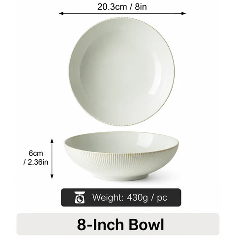 JIWOO Moire 8" Suppenteller Smaragdgrün Stil Weiß 1 Stück
