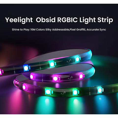 Yeelight Obsid RGBIC Light Strip Extension 1m – Smart RGBIC LED Ambient & Mood Lighting Add-On for Room, TV, Desk & Gaming Setup