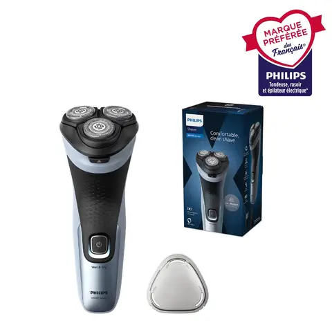 Philips Series 3000X X3053/00 - Rasoir Électrique Homme Wet & Dry - Technologie SkinProtect - 27 Lames PowerCut - Bleu