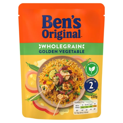 Bens Original Wholegrain Golden Vegetable Microwave Rice 220g