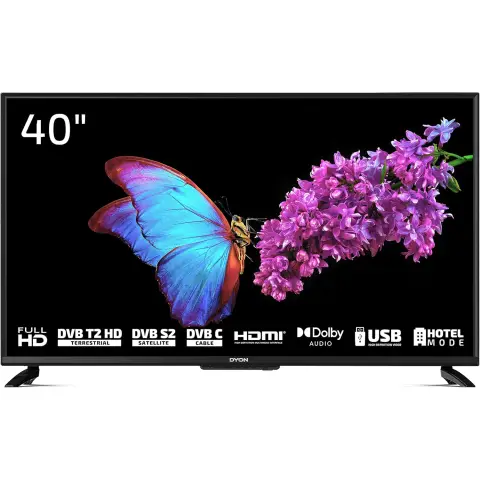 DYON Enter 40 PRO X2 - 100,3 cm (40-Zoll) Fernseher (Full HD, Triple Tuner (DVB-C/-S2/-T2), Hotelmodus, USB-Mediaplayer) [Energieeffizienzklasse G]