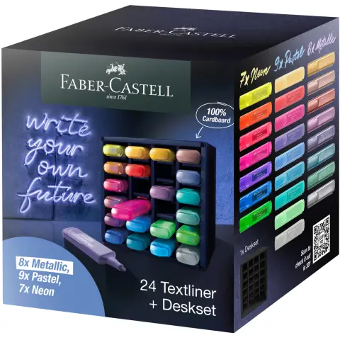 Faber-Castell Highlighter TL 46, Neon, Pastel & Metallic Colours, Set of 24