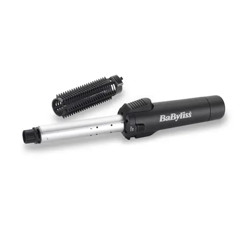 Babyliss 2-in-1 Cordless Gas Hair Curler & Hot Air Brush, 19mm Ceramic Barrel, Fast Heating, Travel-Friendly, Heat-Resistant Protective Cap, Black