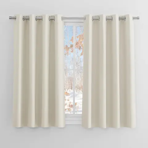 PONY DANCE Blackout Curtains with Eyelet, 2 Panels W140 x L145 cm(W55 x L57 inch), Light Beige
