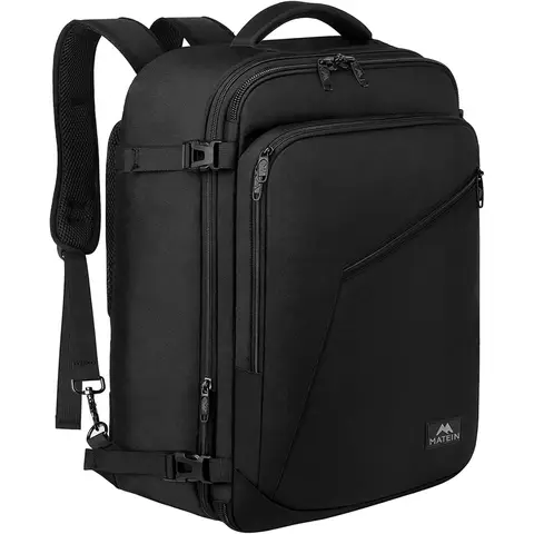 MATEIN 40L Reise-Rucksack, Handgepäck für Flugzeug, ausziehbar, 50 x 35 x 20 cm, Herren/Damen, leicht, Schulrucksack, Carry-On, für Geschäft und Arbeit, Schwarz