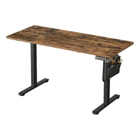 SONGMICSHOME Höhenverstellbarer Schreibtisch, 140 x 60 cm, Memory-Funktion, USB-C-Anschluss, braun