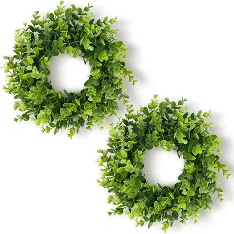 11 Inch Artificial Boxwood Small Wreath -2pcs