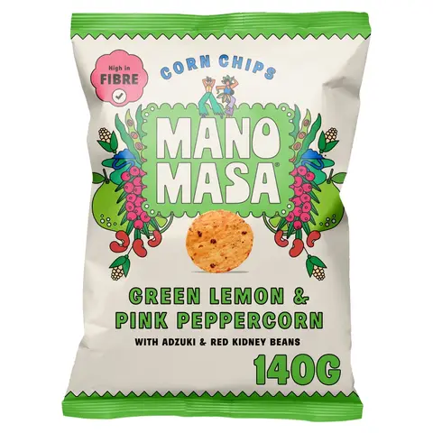 Manomasa Green Lemon & Pink Peppercorn Tortilla Chips 140g