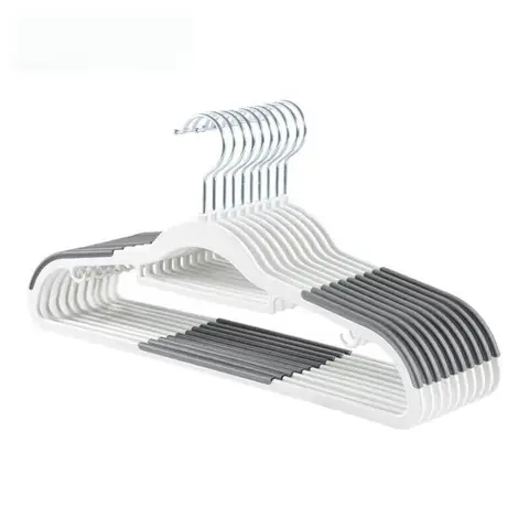 ochama x J.ZAO Lot de 20 Cintres Antidérapants Haute Résistance, Cintres en Plastique Sans Traces pour Séchage Intérieur et Extérieur, Support de Vêtements Ergonomique avec Encoches, Gain de Place pour Penderie, Gris