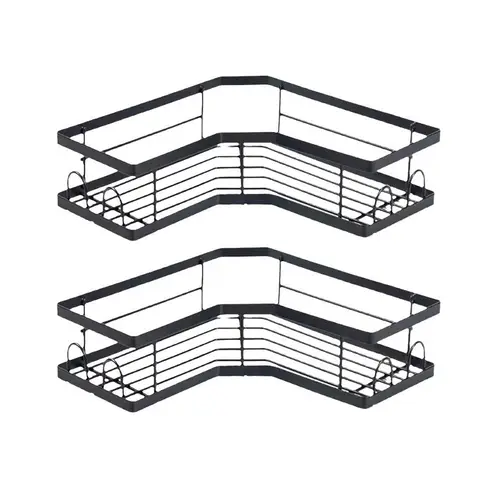 JORDAN&JUDY 2-Pack Black Triangle Bathroom Corner Shelf, Space-Saving Organizer