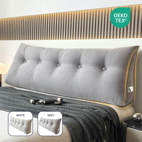LeBonsoir Back Cushion - Reading Cushion for Bed and Sofa， Wedge Cushion， Back Pad for Wall， Seat Cushion， Wall Cushion， Large with Washable Cover (Grey， 150 cm)