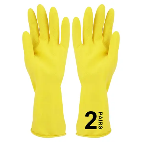 Latex-Reinigungshandschuhe 2er-Pack, Größe L, 37g pro Paar, Orange/Gelb gemischte Farben (OPP-Beutel)