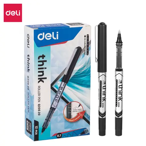 Deli Gel Ink Pens, Office & School Supplies, 0.7mm Medium Point, Black, 12-Pack
