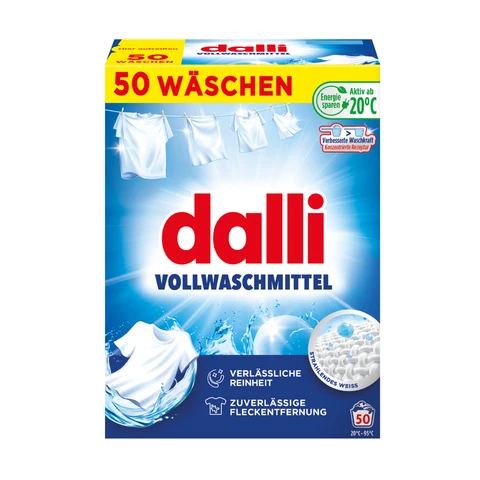dalli Vollwaschmittel, Waschpulver, strahlendes weiß – 2,5 kg - Packung, 50 Waschladungen
