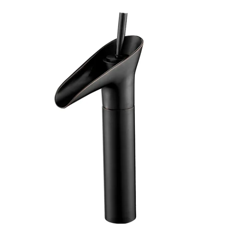 Homary Classic Mono Single Lever Tall Waterfall Basin Mixer Tap Solid Brass in Antique Black