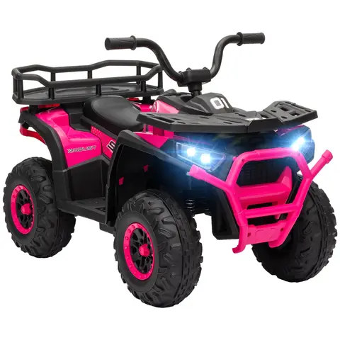 AIYAPLAY 12V Kids Electric Ride on ATV, Battery Powered Quad Bike with 4 Suspension Wheels, Forward Reverse Function Pink