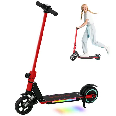 SPORTNOW Electric Scooter for Kids, Foldable Scooter for Age 6-14 with Dual Brakes, Up to 14 KM/H, Maximum Range 6 KM Red