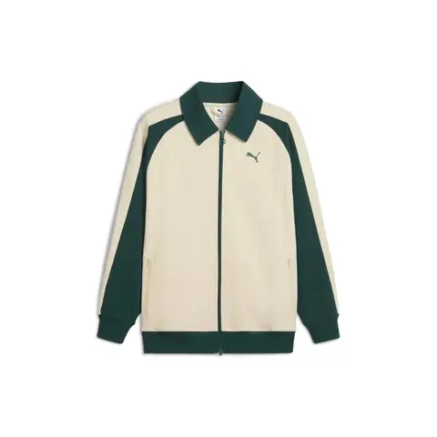 Puma T7 Relaxed Wing Collar Jacquard Track Jacket - Alpine Snow/Green Terrain