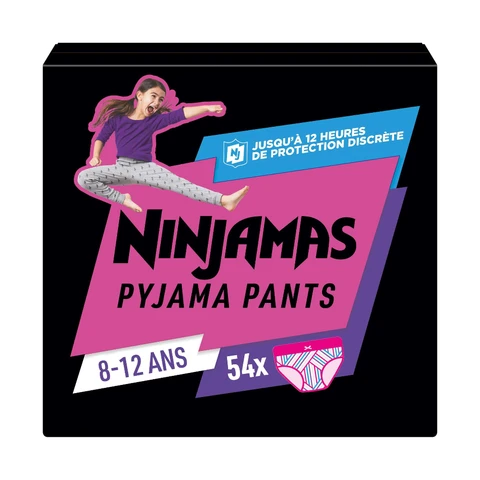 PAMPERS Ninjamas Pyjama Fille T8 - Lot de 54